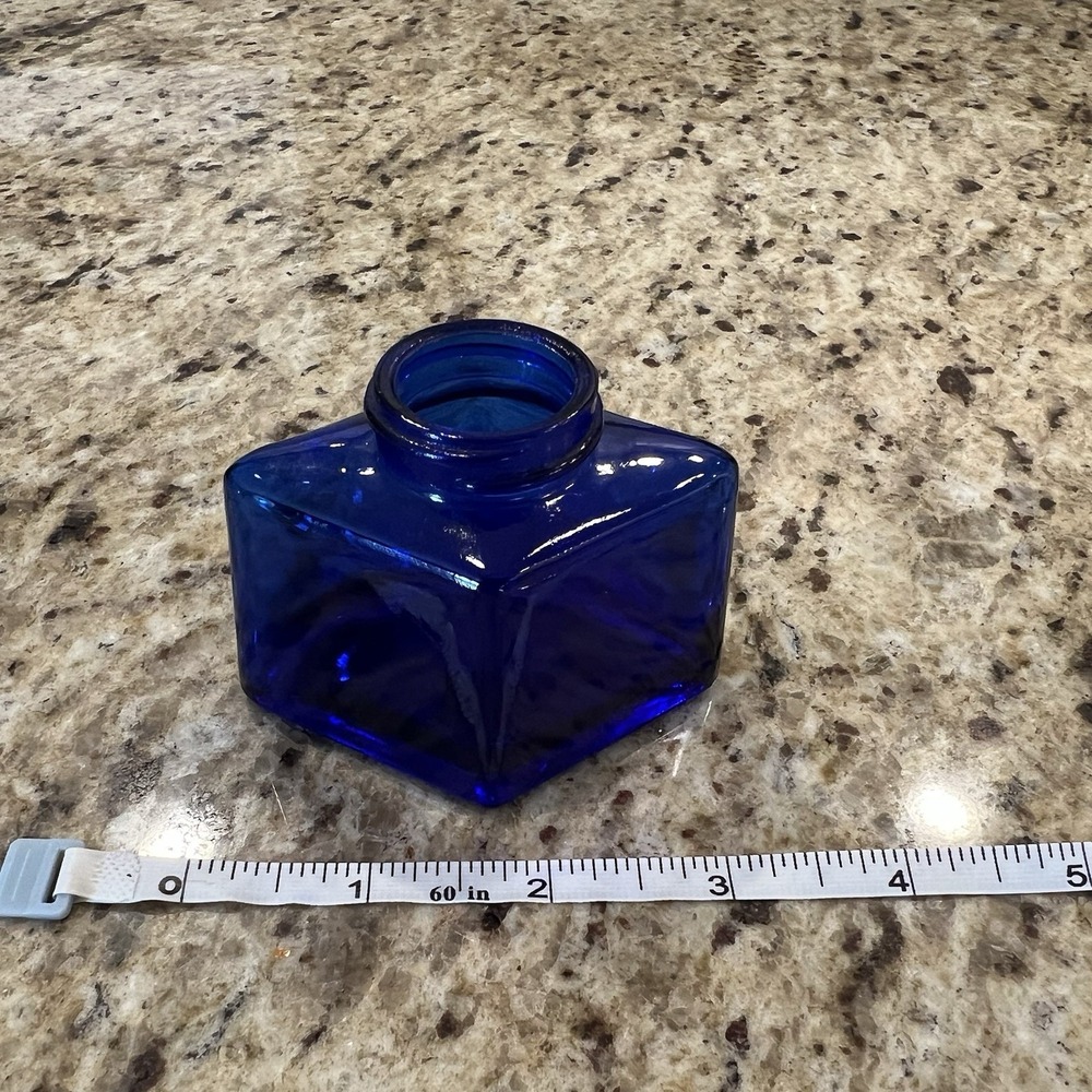 Parker Inkwell #59CC‎ Diamond Cobalt Blue Glass Bottle Jar Container 2 Ounce - Picture 2 of 7